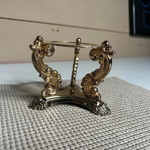 Godinger Gold Tone Ornate Pillar Candle Holder Baroque Rococo Style